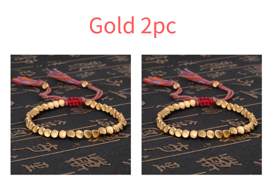 Pulsera Tibetana Budista Trenzada con Cuentas de Cobre - Brazalete de Cuerda de la Suerte - Image 10
