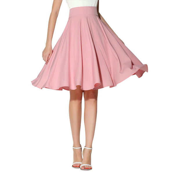 Falda Plisada Cintura Alta Slim en Colores Sólidos para Mujer
