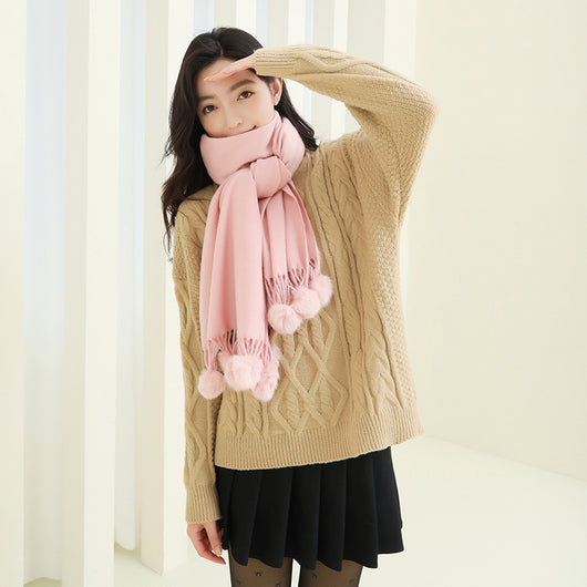 Capa Elegante para Mujer con Pompones - Mezcla de Cachemira y Lana - Image 32