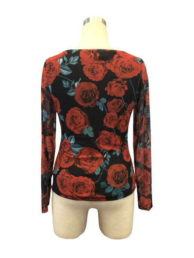 Blusa Estampada Romántica con Rosas y Escote en U - Image 11