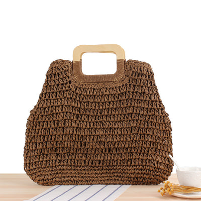 Bolsa de Playa Redonda Tejida a Mano - Bolso Cruzado de Ratán para Mujer - Image 9