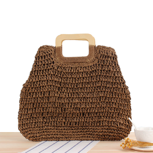 Bolsa de Playa Redonda Tejida a Mano - Bolso Cruzado de Ratán para Mujer - Image 9