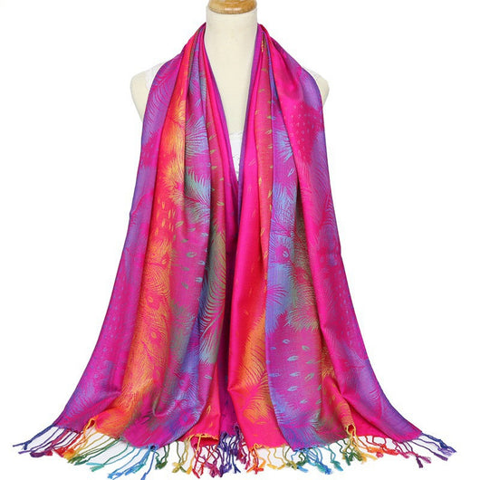 Bufanda Jacquard Vintage con Degradado Cálido - Image 13