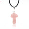 Natural Crystal Mini Pequeño Mushroom Pendant Necklace Rosado crystal