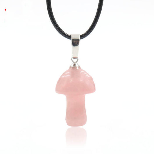 Collar Colgante de Cristal Natural con Forma de Champiñón Mini - Image 6