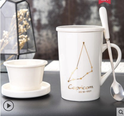 Taza de Cerámica Creativa con Tapa, Cuchara y Filtro para Té - Image 2