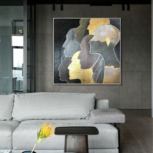 Cuadro Abstracto Dorado Moderno - Pintura al Óleo Artesanal de Lujo para Sala de Estar - Image 4