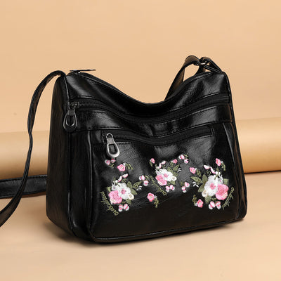 Bolso de Cuero Suave con Bordados para Mujeres Maduras