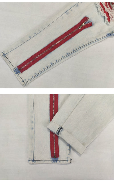 Jeans Slim Fit Azul Marino con Cierre y Rotos Modernos - Image 16