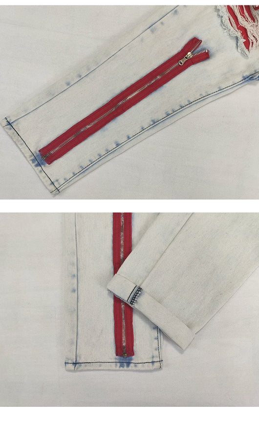 Jeans Slim Fit Azul Marino con Cierre y Rotos Modernos - Image 16