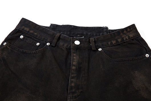 Shorts Denim Vintage Desgastado para Hombre con Efecto Spray - Image 15