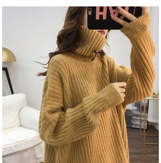 Suéter de Cuello Alto Tejido Suelto Manga Larga para Mujer - Image 11