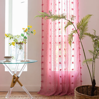 Cortinas Bohemias Texturizadas con Bordado Floral - Image 22
