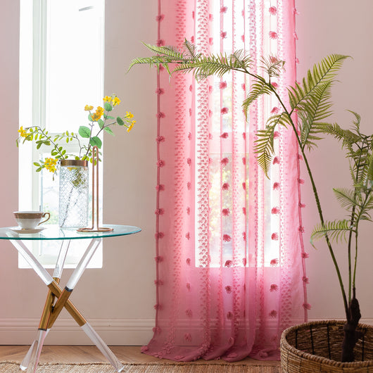 Cortinas Bohemias Texturizadas con Bordado Floral - Image 22