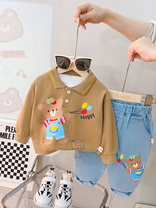 Conjunto de Dos Piezas: Suéter Infantil con Solapa y Mangas Largas - Image 7