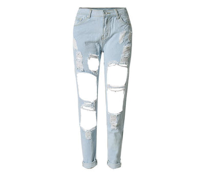 Pantalones Skinny Rotos de Cintura Alta para Mujer - Image 4