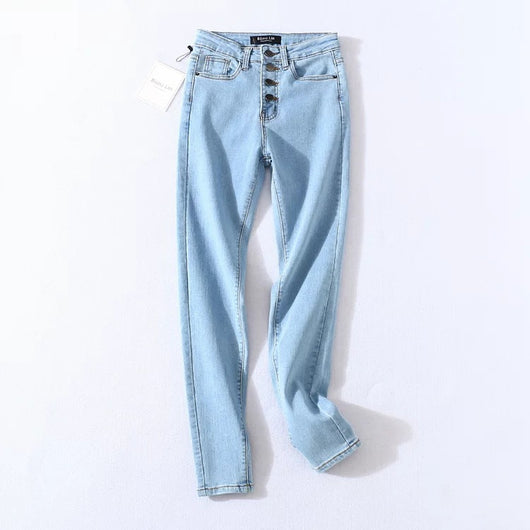Jeans Clásicos de Talle Alto con Cuatro Botones - Image 9