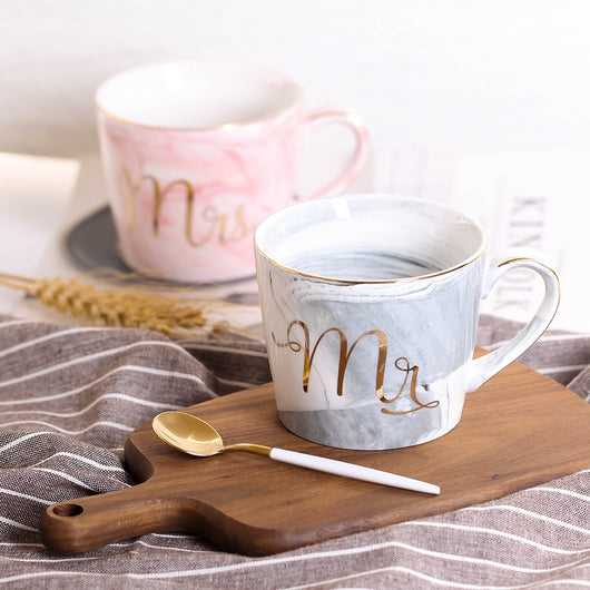 Taza de Cerámica Marmolada Nórdica - Vaso para Café y Leche