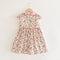 Vestido Infantil Floral con Mangas Volantes y Cuello Solapa