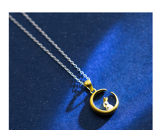 Collar Plata 925 Conejo Luna Mori - Dije Clavícula Corto Regalo - Image 6