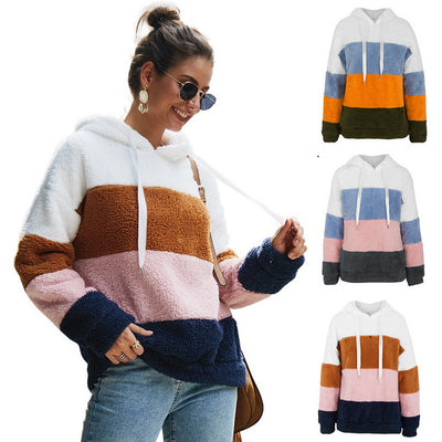 Sudadera Hoodie de Mujer con Pespuntes y Forro Polar