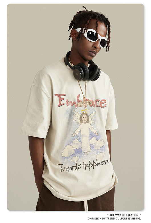 Camiseta Retro Suelta Estampada Manga Corta para Hombre - Image 10