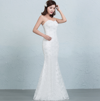 Vestido de Novia Cola Sirena con Encaje Lentejuelado en la Cintura - Image 10