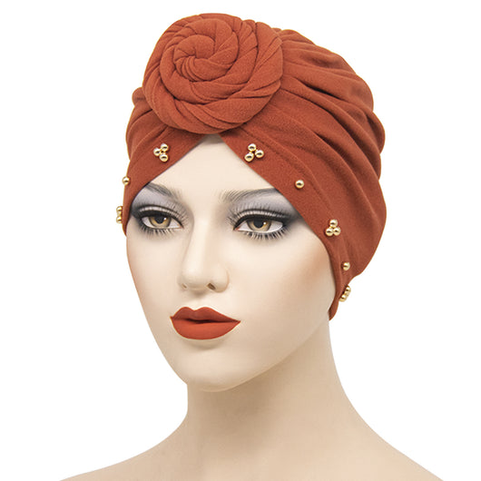 Bandana Sombrero Floral con Base de Placa Perlas para Mujer - Image 21