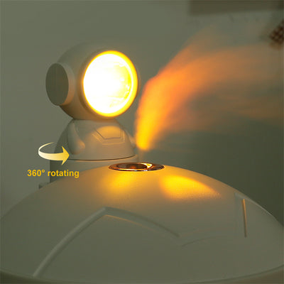 White astronaut sunset lamp humidifier with a 360-degree rotating head and two spray modes, on a light background. - Image 18