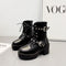 Botas Plataforma para Mujer con Hebilla Remache y Tacón Grueso