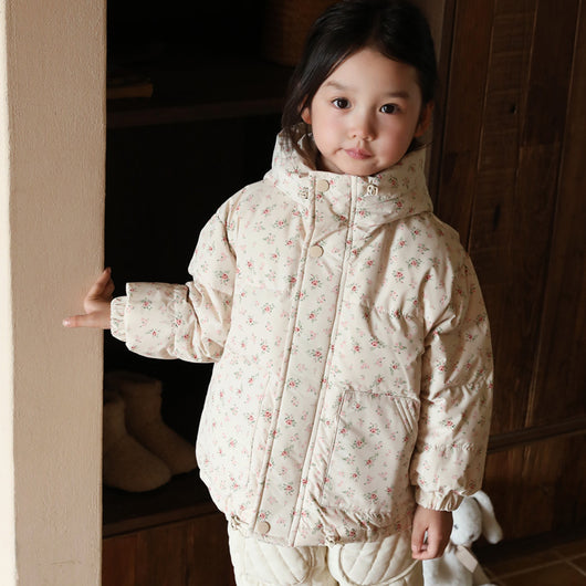 Abrigo Acolchado Niña Estilo Coreano con Diseño Floral - Chaqueta Térmica Infantil Elegante - Image 7