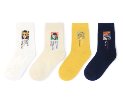 Calcetines Retro Otoño Invierno - Serie Pintura al Óleo Artística para Mujer