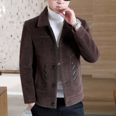 Abrigo de Lana Gruesa para Hombre con Detalles de Visón - Image 11