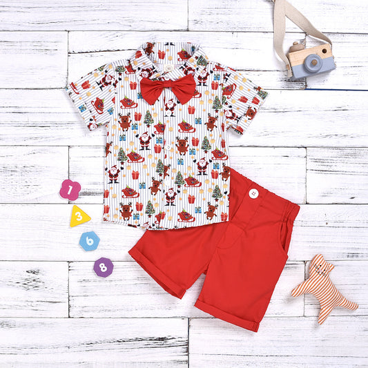 Conjunto de Ropa Navideña para Niño con Estampado de Moño
