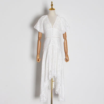 Vestido Elegante con Mangas Farol - Corto Adelante, Largo Atrás - Image 3