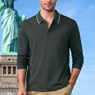 Polo Jacquard de Manga Larga Secado Rápido para Hombre - Image 4