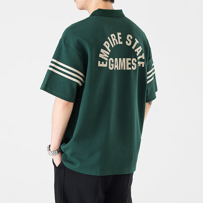 Playera Estampada con Letras y Rayas para Hombre - Estilo Personalidad - Image 3