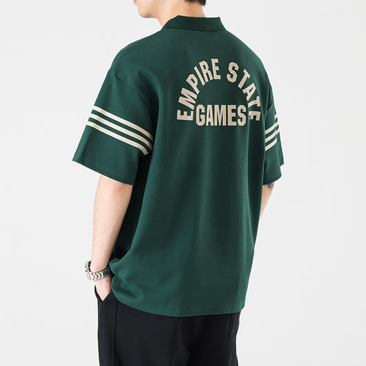 Playera Estampada con Letras y Rayas para Hombre - Estilo Personalidad - Image 3