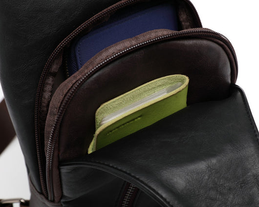 Bolsa Pecho Cuero Coreana Hombre - Mochila Mensajero Crossbody Premium - Image 4