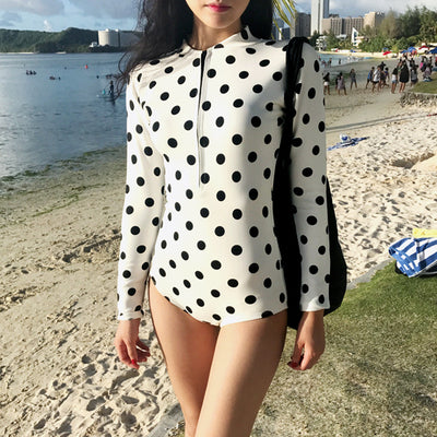 Traje de Baño Manga Larga con Lunares