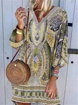 Vestido Bohemio Largo con Escote en V y Mangas Largas - Image 6
