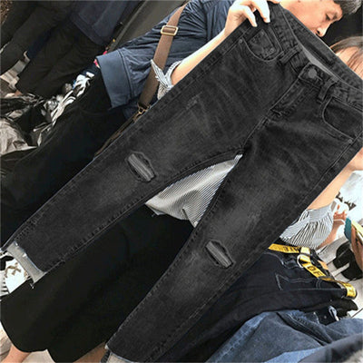 Pantalones Vaqueros Cropped Cintura Alta Rotos - Image 16
