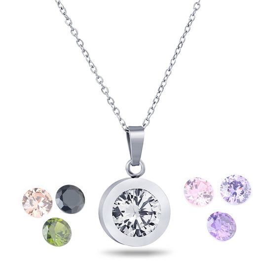Collar de Titanio Acero con Diamante en 8 Colores