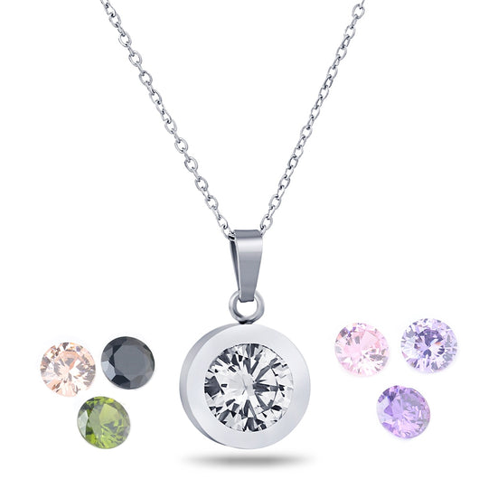 Collar de Titanio Acero con Diamante en 8 Colores