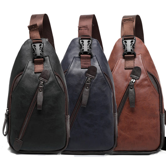 Bolsa Pecho Cuero Coreana Hombre - Mochila Mensajero Crossbody Premium