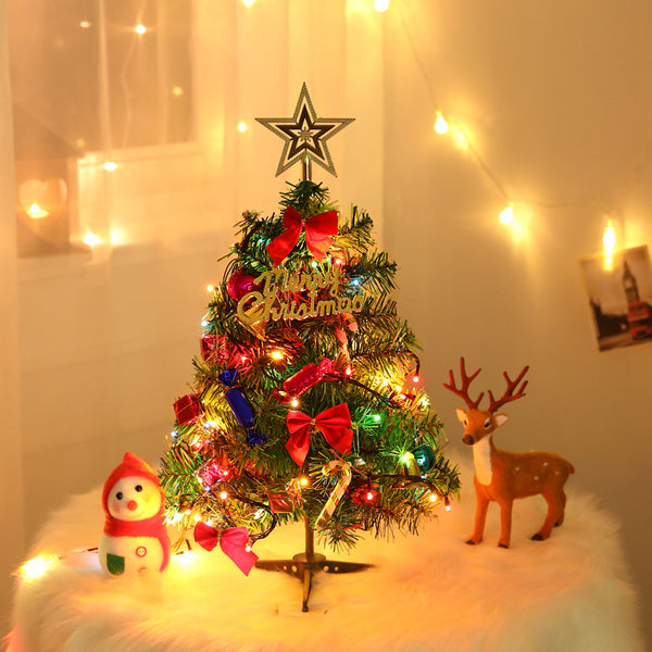 Árbol de Navidad Miniatura con Luces LED, Accesorios y Decoraciones de Escritorio
