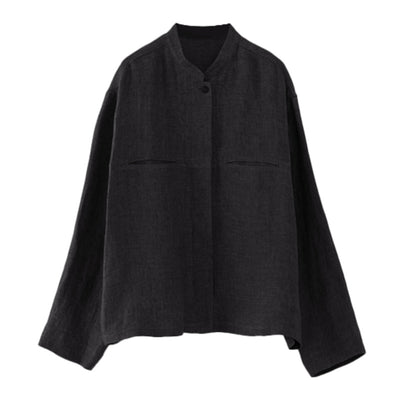 Camisa de Lino y Algodón con Cuello Mao Retro - Diseño Minoritario de Manga Larga - Image 7