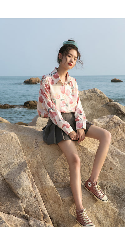 Blusa Retro Estilo Hong Kong con Flores - Manga Larga en Chifón - Image 13
