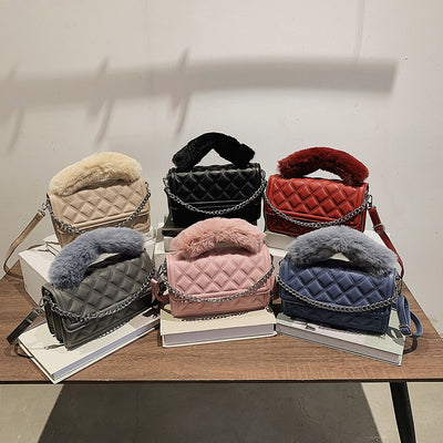 Bolso Cuadrado Retro Acolchado en Piel Sintética - Diseño Rombo
