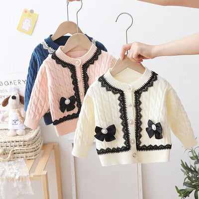 Cardigan Pullover Cuello Redondo con Detalle de Moño